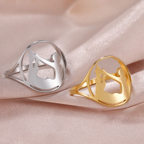 Stainless Steel Cut-out Yoga Pose Mother And Child Silhouette Ring For Women Fashion Jewelry Mother's Day Gift Jewelry