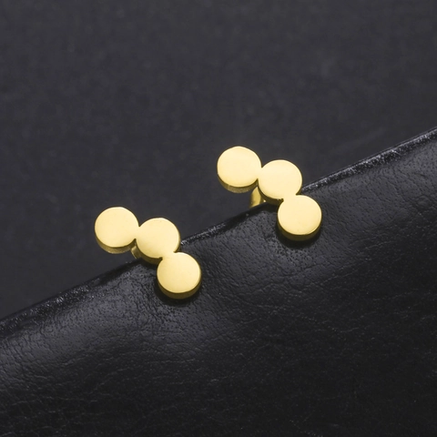 Minimalisti Orecchini a Bottone a Tre Dischi in Acciaio Inossidabile 304 per Donna Geometrici Placcati Oro Argento Gioielli