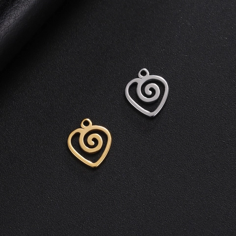 Minimalist Stainless Steel Heart Spiral Pendant Electroplated DIY Jewelry Making Accessory For Necklace Bracelet Charm