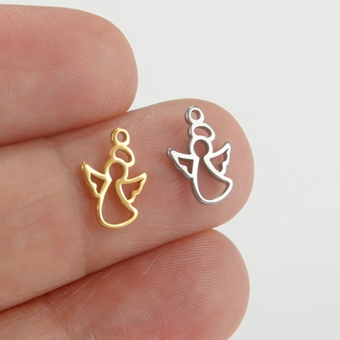 304 Stainless Steel Tiny Angel Pendants Hollow Wing Charms For Necklace Bracelet DIY Jewelry Making Accessories Minimalist Jewelry