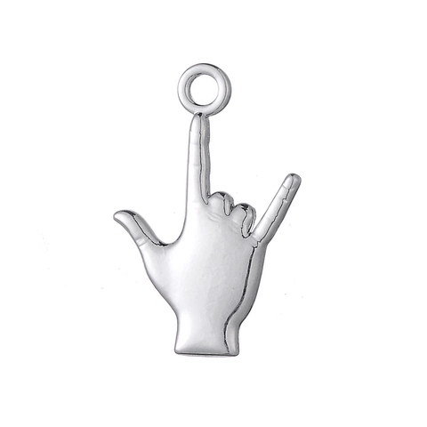 Antiek Zilveren Legering Ik Hou Van Jou Handgebaar Hanger DIY Charm Voor Ketting Armband Sieraden Maken Accessoire