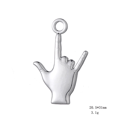 Antiek Zilveren Legering Ik Hou Van Jou Handgebaar Hanger DIY Charm Voor Ketting Armband Sieraden Maken Accessoire