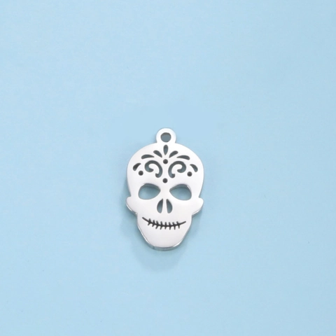 Edelstahl Ausgehöhlt Sugar Skull Charm Anhänger 18K Vergoldet Für DIY Halskette Armband Schmuckherstellung Zubehör