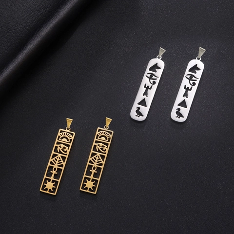 Stainless Steel Ancient Egyptian Pendants Hollow Eye Of Horus Ankh Cross Charms For DIY Necklace Earring Jewelry Making