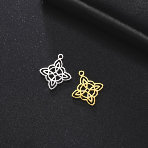 Pendentif DIY en Acier Inoxydable Nœud Celtique de Sorcière pour Création de Bijoux Breloque Géométrique Creuse Accessoire