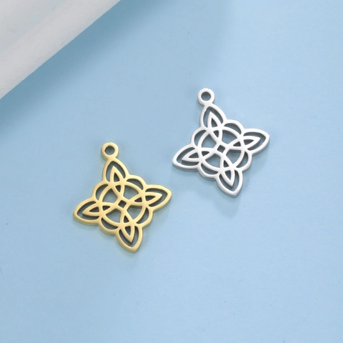 Pendentif DIY en Acier Inoxydable Nœud Celtique de Sorcière pour Création de Bijoux Breloque Géométrique Creuse Accessoire
