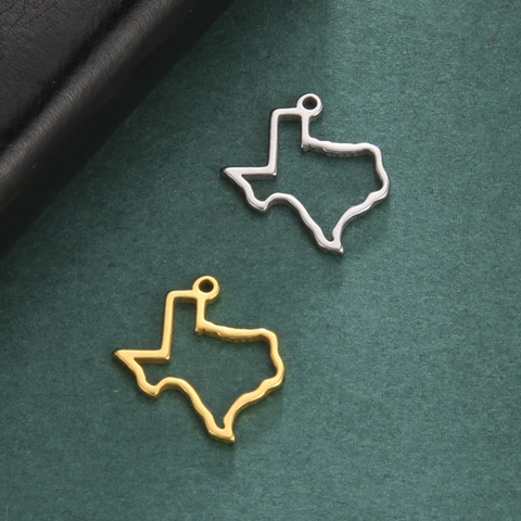 Stainless Steel Texas State Map Pendant Hollow Geometric Charm For DIY Necklace Bracelet Making Women Jewelry Accessory