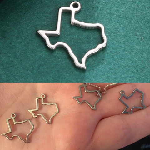Stainless Steel Texas State Map Pendant Hollow Geometric Charm For DIY Necklace Bracelet Making Women Jewelry Accessory