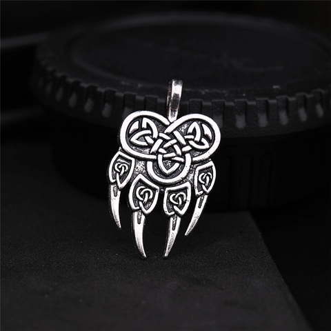Wikinger Bärenkralle Anhänger Für Herren Vintage Keltischer Knoten Legierung Tierpfote Charm DIY Schmuckzubehör Antik-Finish