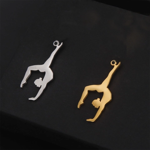Stainless Steel Gymnastic Athlete Silhouette Pendant For DIY Jewelry Making Minimalist Sporty Style Women Fashion Accessory
