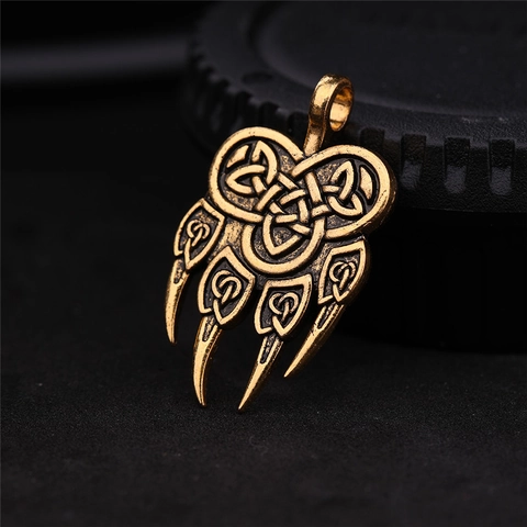 Wikinger Bärenkralle Anhänger Für Herren Vintage Keltischer Knoten Legierung Tierpfote Charm DIY Schmuckzubehör Antik-Finish