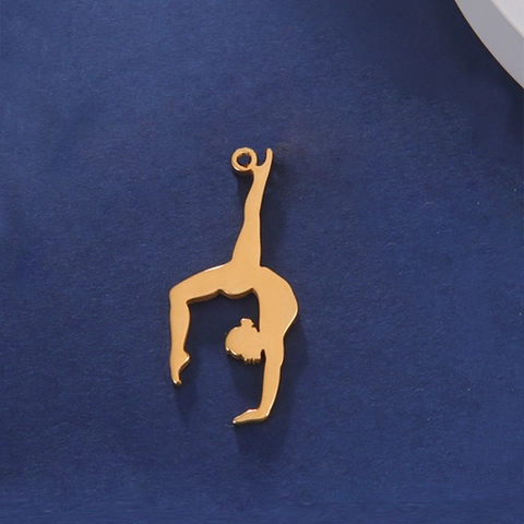 Stainless Steel Gymnastic Athlete Silhouette Pendant For DIY Jewelry Making Minimalist Sporty Style Women Fashion Accessory