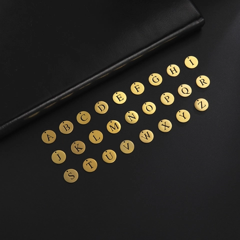 Stainless Steel Hollow Alphabet Letter Pendant Round Initial Charm For DIY Necklace Earring Jewelry Making Personalized Accessory