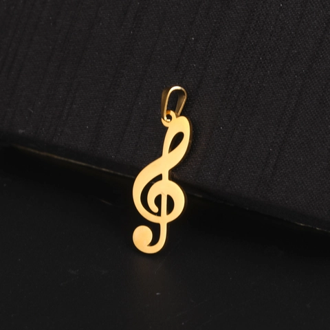 Pendentif Note de Musique Clé de Sol en Acier Inoxydable Fournitures Bijoux DIY pour Colliers Bracelets Breloques Polies