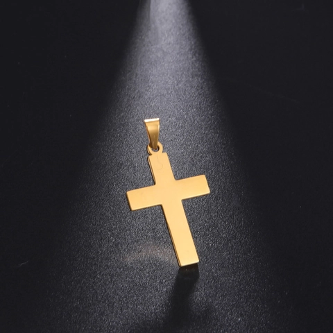 Ciondolo a Croce in Acciaio Inossidabile per Creazione Gioielli Placcato Oro 18K Charm Crocifisso Religioso per Uomo Donna Accessorio Moda