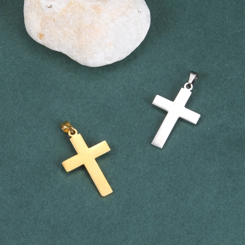 Ciondolo a Croce in Acciaio Inossidabile per Creazione Gioielli Placcato Oro 18K Charm Crocifisso Religioso per Uomo Donna Accessorio Moda