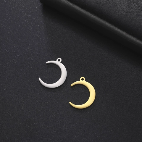 Minimalist Stainless Steel Crescent Moon Pendant Charms For DIY Jewelry Making Necklace Bracelet Accessory Gold Silver