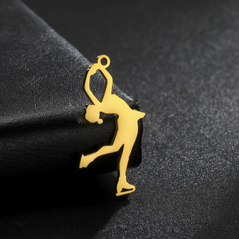 Edelstahl Eiskunstläufer Silhouette Anhänger Nur (Ohne Kette) Minimalistische Polierte Charms Für DIY Schmuckherstellung
