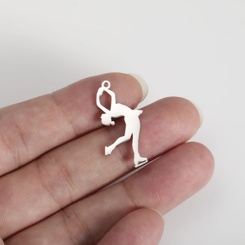 Edelstahl Eiskunstläufer Silhouette Anhänger Nur (Ohne Kette) Minimalistische Polierte Charms Für DIY Schmuckherstellung