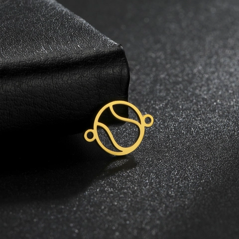 Edelstahl Tennisball Muster Schmuckverbinder Anhänger DIY Halskette Armband Zubehör Doppel Loch Hohl Charm