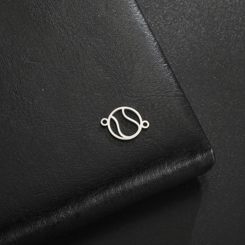 Edelstahl Tennisball Muster Schmuckverbinder Anhänger DIY Halskette Armband Zubehör Doppel Loch Hohl Charm