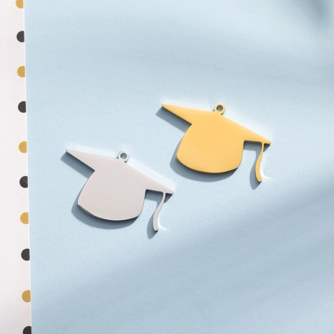Stainless Steel Graduation Cap Doctoral Hat Pendants For DIY Necklace Bracelet Keychain Making Academic Tassel Charms Graduation Jewelry Gift