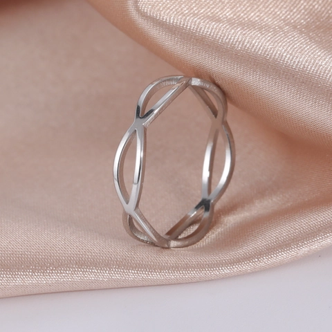 Minimalist Stainless Steel Infinity Hollow Ring For Women Men Couple Fashion Jewelry Geometric Wave Band Finger Ring