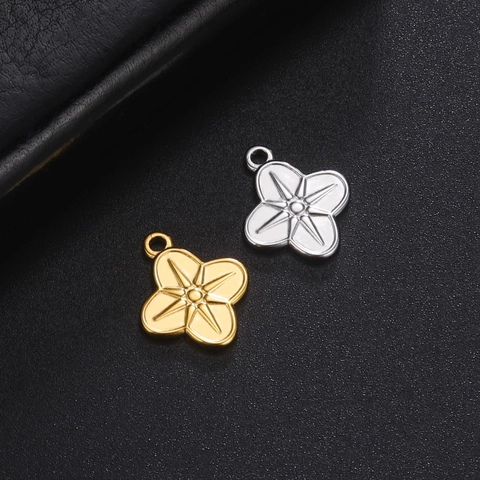 Minimalist Stainless Steel Clover Starburst Pendant For DIY Jewelry Making Necklace Bracelet Accessory Metal Flower Charm