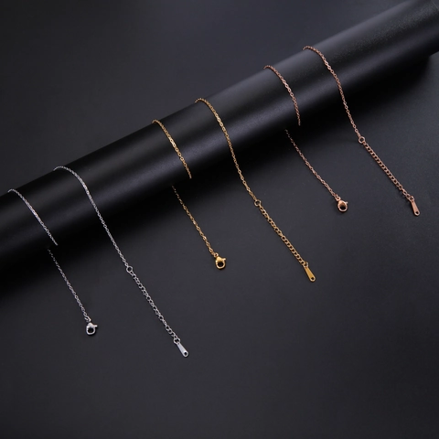 Minimalist Stainless Steel O-Chain Cross Chain Necklace For Women Elegant DIY Jewelry Accessory Steel Gold Rose Gold Black