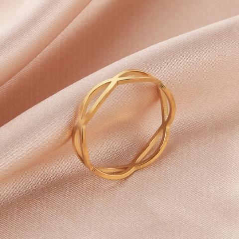 Minimalist Stainless Steel Infinity Hollow Ring For Women Men Couple Fashion Jewelry Geometric Wave Band Finger Ring