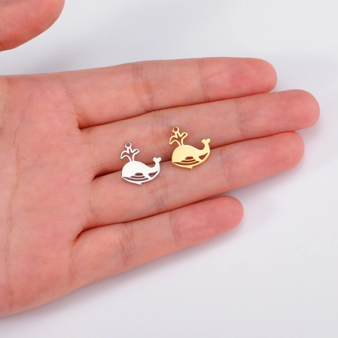 Pendentif Baleine à Jet d'eau en Acier Inoxydable pour Bijoux DIY Breloque Animal Marin Ajouré Accessoire