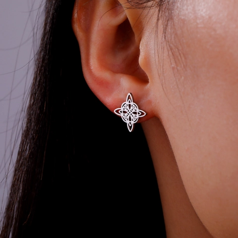 Vintage Edelstahl Keltischer Knoten Ohrstecker Hexenknoten Hohl Geometrische Ohrstecker Für Damen Mädchen Schmuck Geschenk