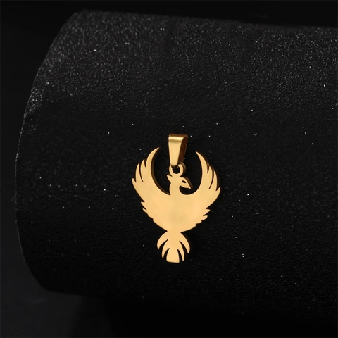 Polished Stainless Steel Phoenix Eagle Bird Pendant For DIY Necklace Jewelry Making Gold Silver Mirrored Animal Charm Accessory
