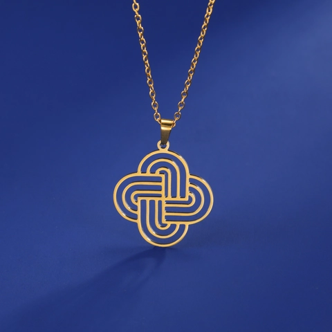 Celtic Knot Pendant Necklace For Women Men Vintage Stainless Steel Hollow Geometric Cross Necklace Fashion Jewelry Gift