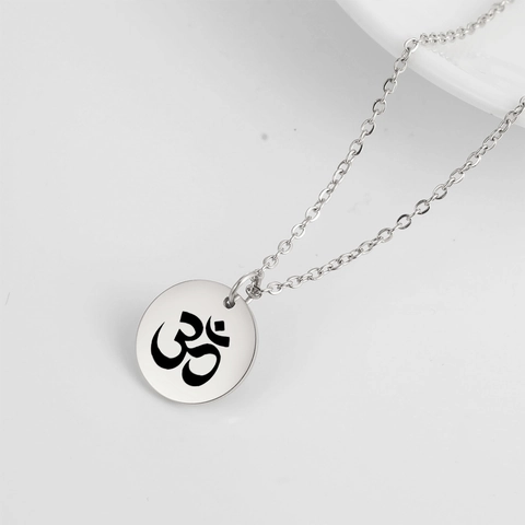 Collar con Colgante de Símbolo Om de Acero Inoxidable Para Mujeres Hombres Punk Hip Hop Yoga Joyería Espiritual Collares con Amuleto