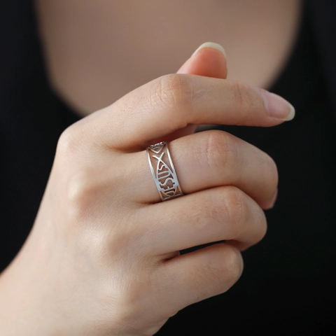 Bague en Acier Inoxydable Évidé Jésus Ichthys Poisson Pour Femmes Hommes Religieux Chrétien Croix Bijoux Or Argent