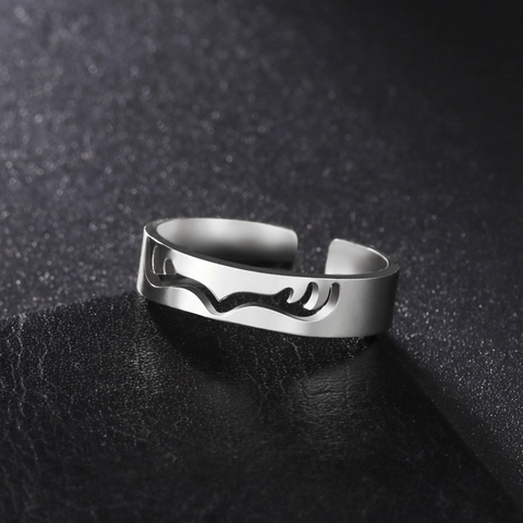 Herren Damen Edelstahl Hohl Geweih Offener Verstellbarer Ring Modern Minimalistisch Ausgeschnitten Geometrisch Fingerring Schmuck Geschenk