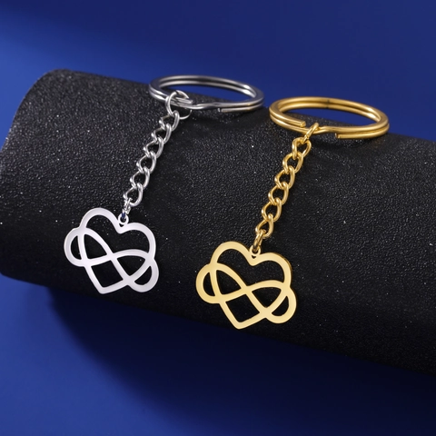 Portachiavi Cuore Infinito in Acciaio Inossidabile Minimalista Ciondolo Simbolo Amore Traforato per Borse Regalo per Uomo Donna