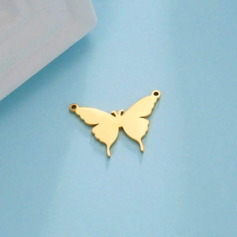 Stainless Steel Butterfly Connector Pendant Double Hole DIY Polished Metal Charm For Necklace Bracelet Jewelry Making Accessories