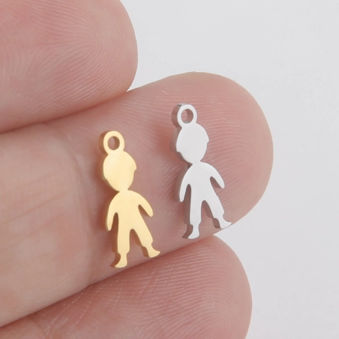 304 Stainless Steel Boy Silhouette Pendant Polished Metal Charms For DIY Jewelry Making Necklace Bracelet Accessory