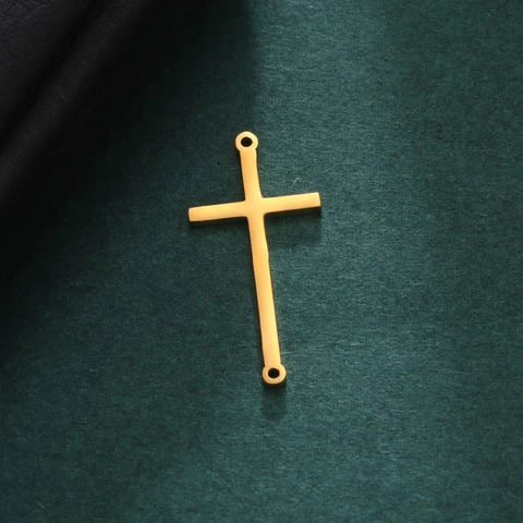 Polished Stainless Steel Cross Connector Pendant Charms Double Hole For DIY Jewelry Making Necklace Bracelet Gold Silver