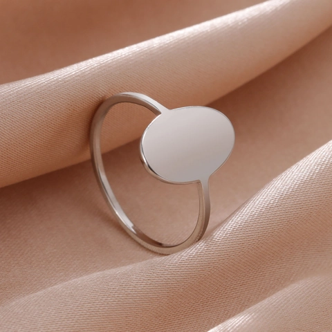 Minimalist Edelstahl Oval Flat Top Siegelring Für Damen Herren Poliert Glatt Schlicht Fingerring Gold Silber Schmuck Geschenk