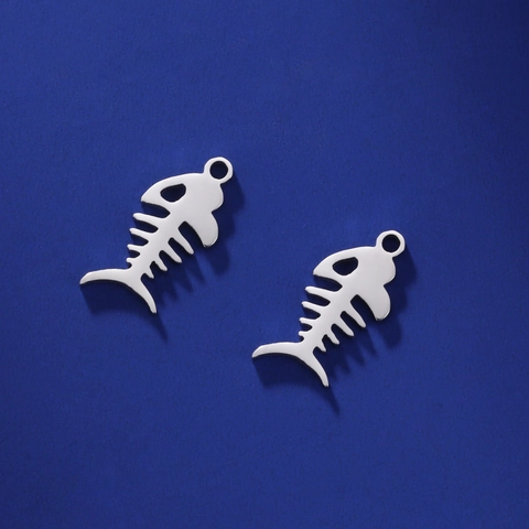 Stainless Steel Hollow Fishbone Pendant Only (Without Chain) For DIY Jewelry Making Necklaces Minimalist Fish Bone Charm