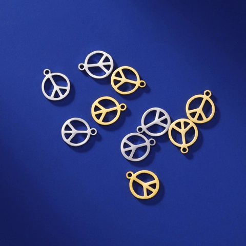 Minimalist Stainless Steel Peace Sign Pendants Round Hollow Out Charms For DIY Necklace Bracelet Jewelry Making Accessories