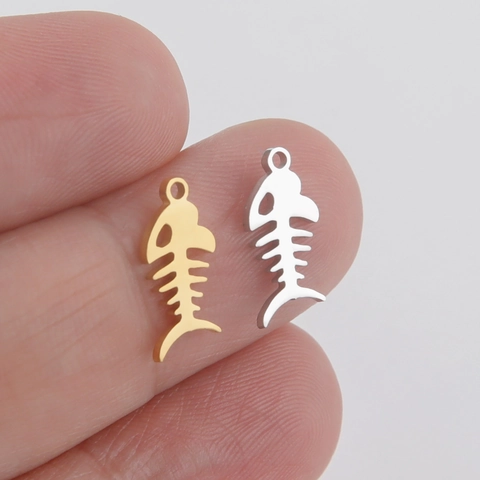 Stainless Steel Hollow Fishbone Pendant Only (Without Chain) For DIY Jewelry Making Necklaces Minimalist Fish Bone Charm