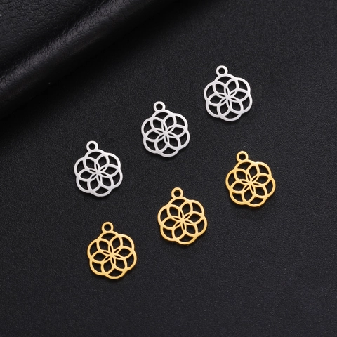 Stainless Steel Hollow Mandala Flower Celtic Knot Pendant Charms For DIY Necklace Bracelet Jewelry Making Small Pendants
