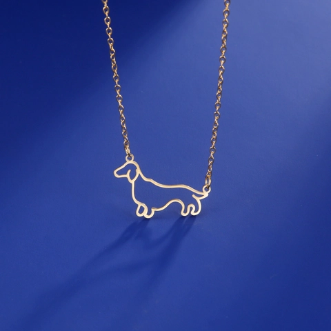 Dachshund Pendant Necklace Stainless Steel Dog Outline Jewelry For Women Animal Lover Gift Unique Minimalist Puppy Necklace