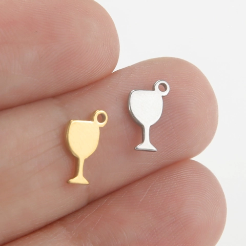 Stainless Steel Wine Glass Goblet Pendant Charm Small Cup Shape DIY Jewelry Making Accessories For Necklace Earrings Pendant Only