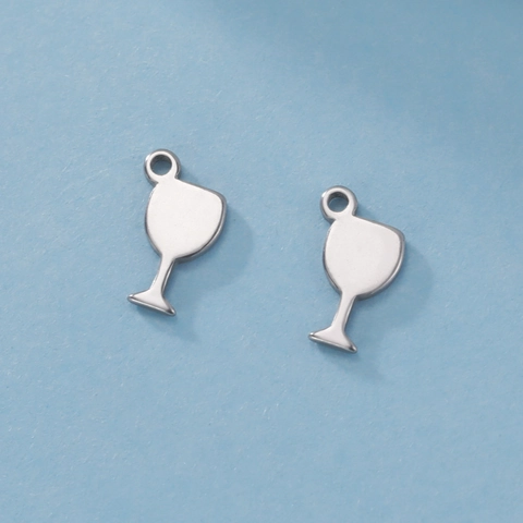 Stainless Steel Goblet Wine Glass Charms For DIY Jewelry Making Necklaces Bracelets Metal Mini Pendants Gold Silver