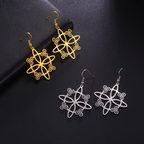 Vintage Edelstahl Hohl Hexenknoten Ohrhänger Geometrisch Keltischer Knoten Rollwerk Haken Ohrringe Für Damen Schmuck